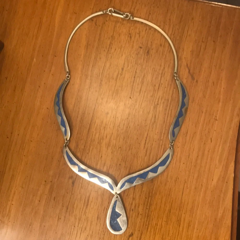 Alpaca Mexico silver turquoise necklace - Picture 1 of 5